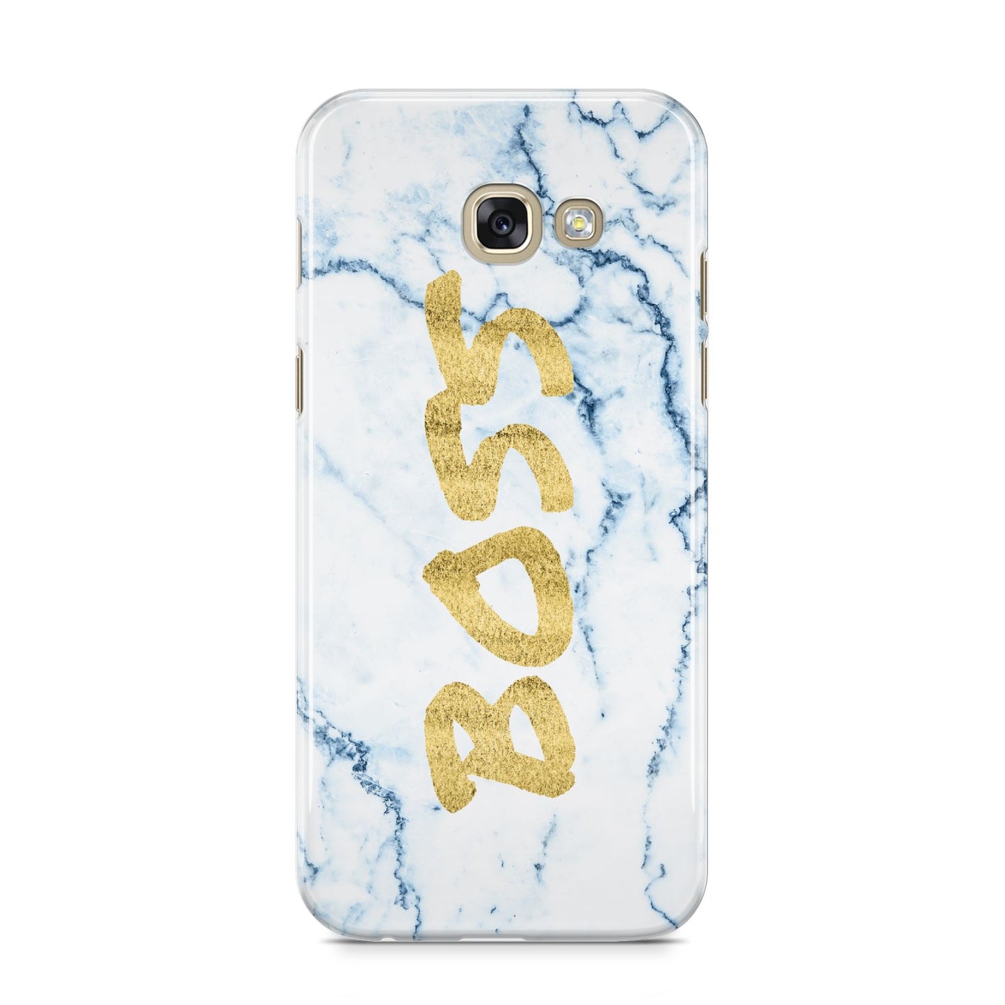 Boss Gold Blue Marble Effect Samsung Galaxy A5 2017 Case on gold phone