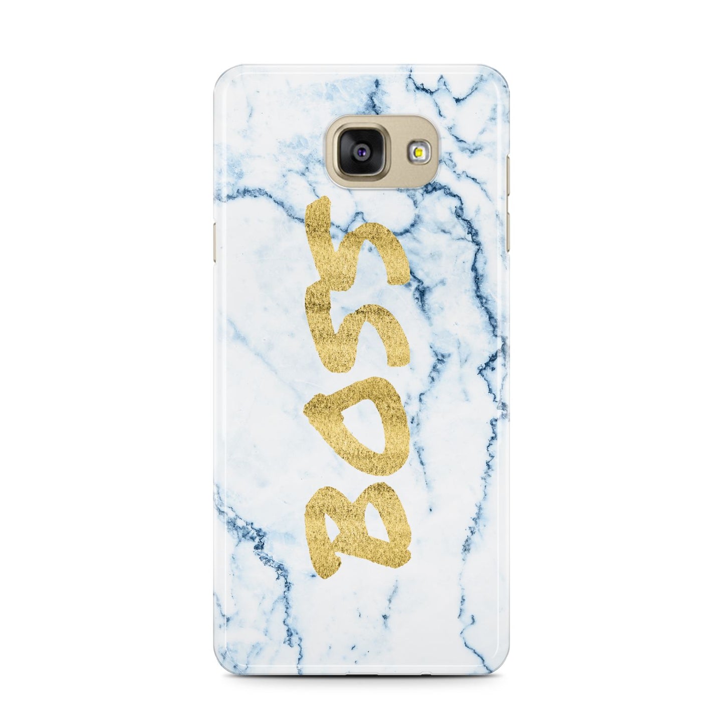 Boss Gold Blue Marble Effect Samsung Galaxy A7 2016 Case on gold phone