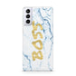 Boss Gold Blue Marble Effect Samsung S21 Plus Phone Case