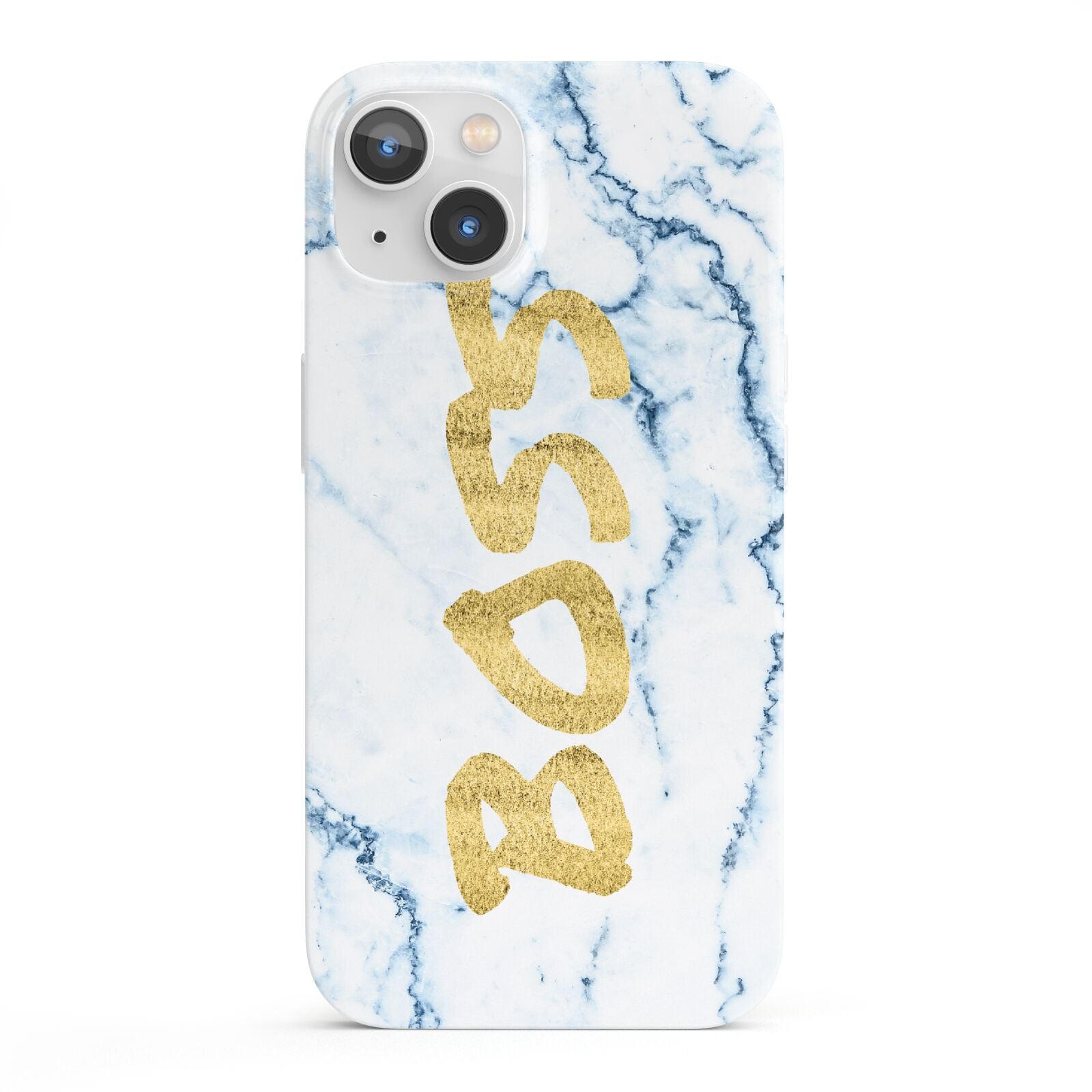 Boss Gold Blue Marble Effect iPhone 13 Full Wrap 3D Snap Case