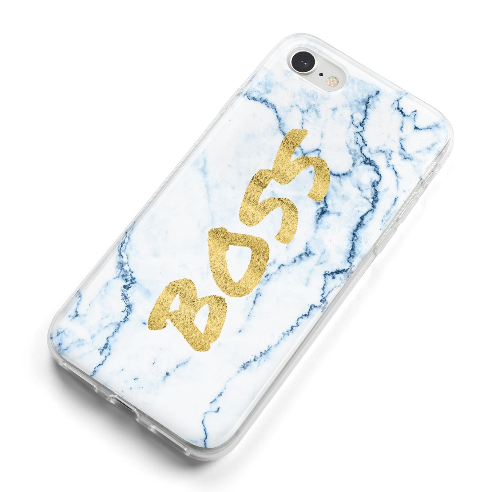 Boss Gold Blue Marble Effect iPhone 8 Bumper Case on Silver iPhone Alternative Image