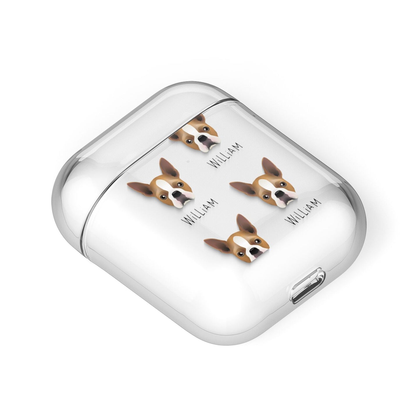Boston Terrier Icon with Name AirPods Case Laid Flat