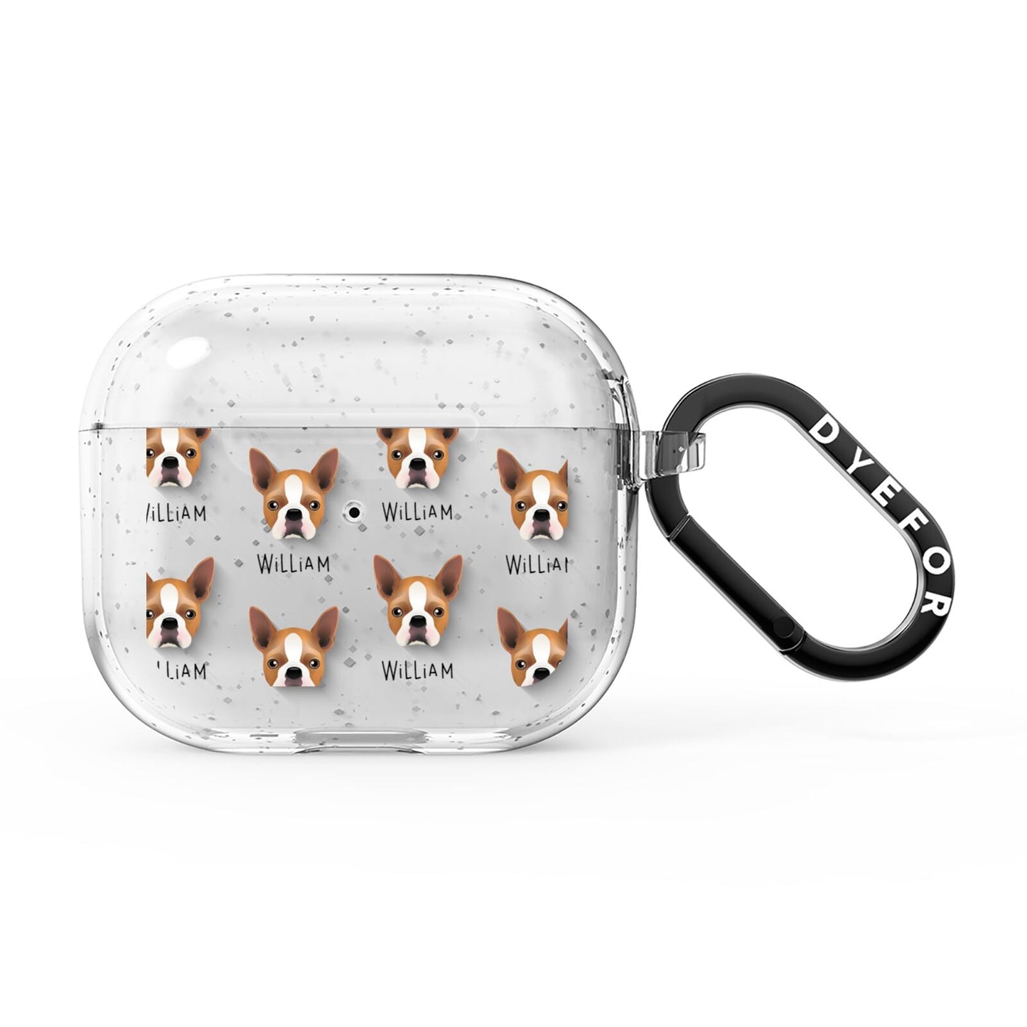 Boston Terrier Icon with Name AirPods Glitter Case 3rd Gen
