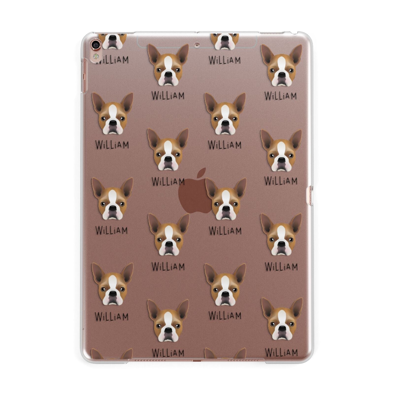 Boston Terrier Icon with Name Apple iPad Rose Gold Case