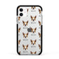 Boston Terrier Icon with Name Apple iPhone 11 in White with Black Impact Case