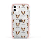 Boston Terrier Icon with Name Apple iPhone 11 in White with Pink Impact Case