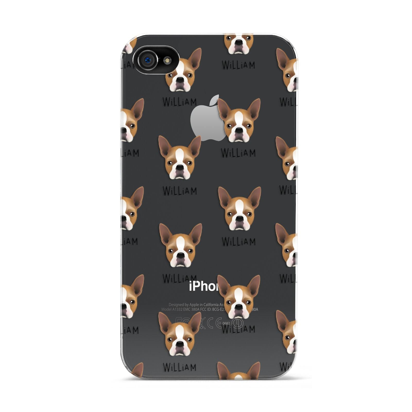 Boston Terrier Icon with Name Apple iPhone 4s Case
