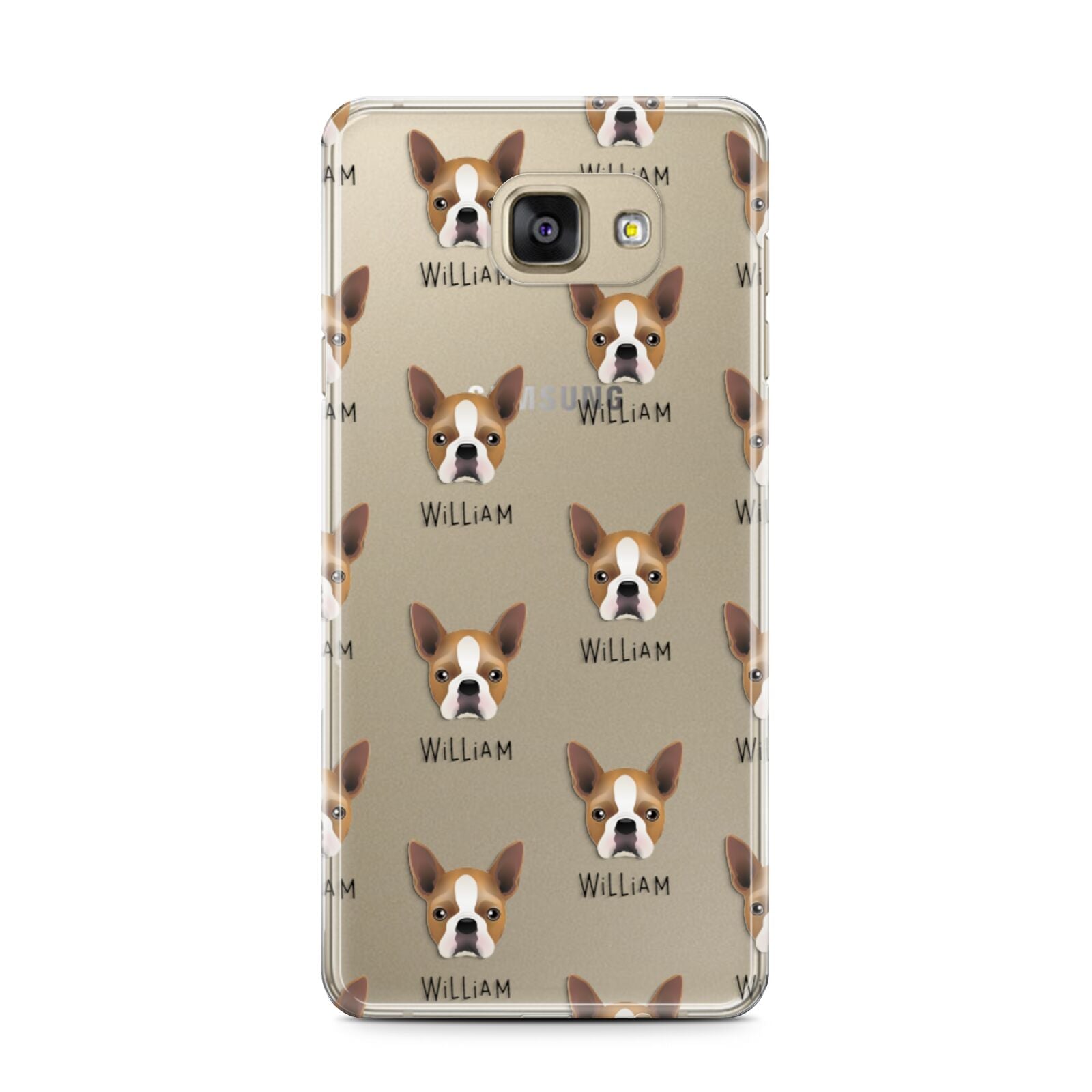 Boston Terrier Icon with Name Samsung Galaxy A7 2016 Case on gold phone