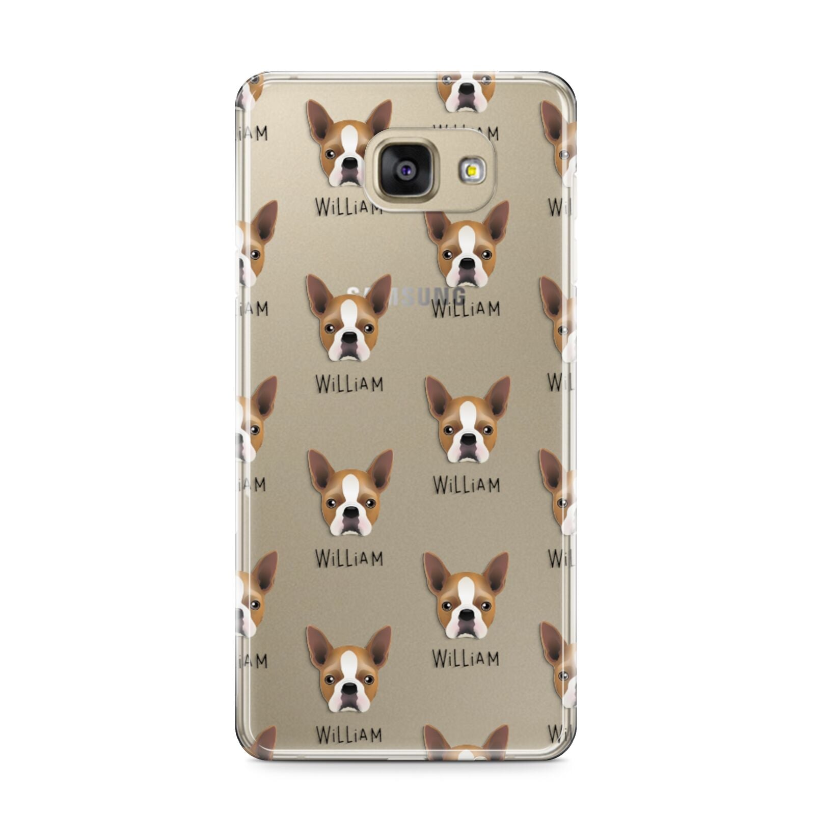 Boston Terrier Icon with Name Samsung Galaxy A9 2016 Case on gold phone