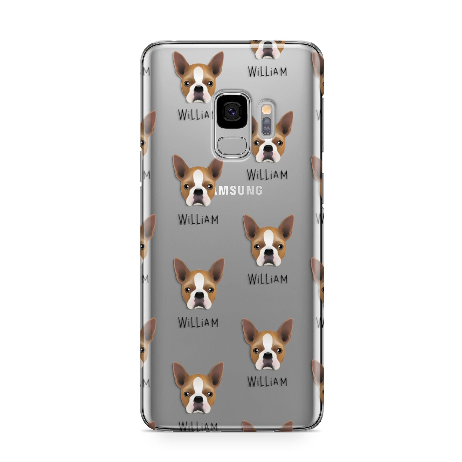 Boston Terrier Icon with Name Samsung Galaxy S9 Case