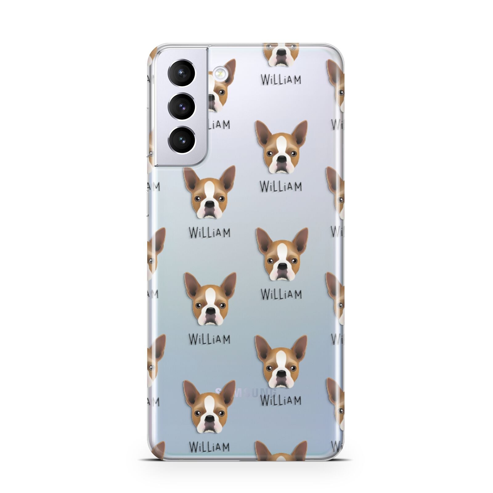 Boston Terrier Icon with Name Samsung S21 Plus Phone Case