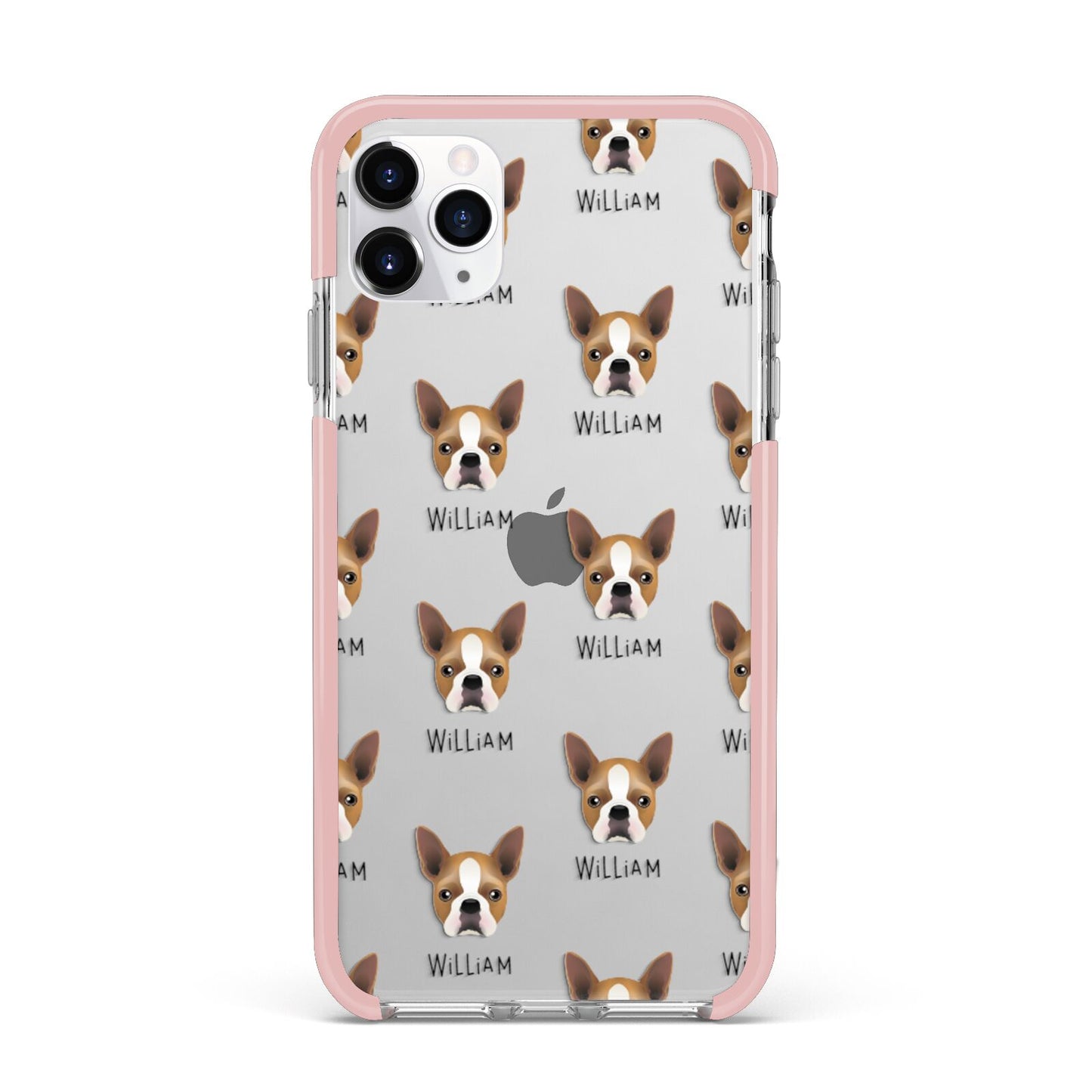 Boston Terrier Icon with Name iPhone 11 Pro Max Impact Pink Edge Case