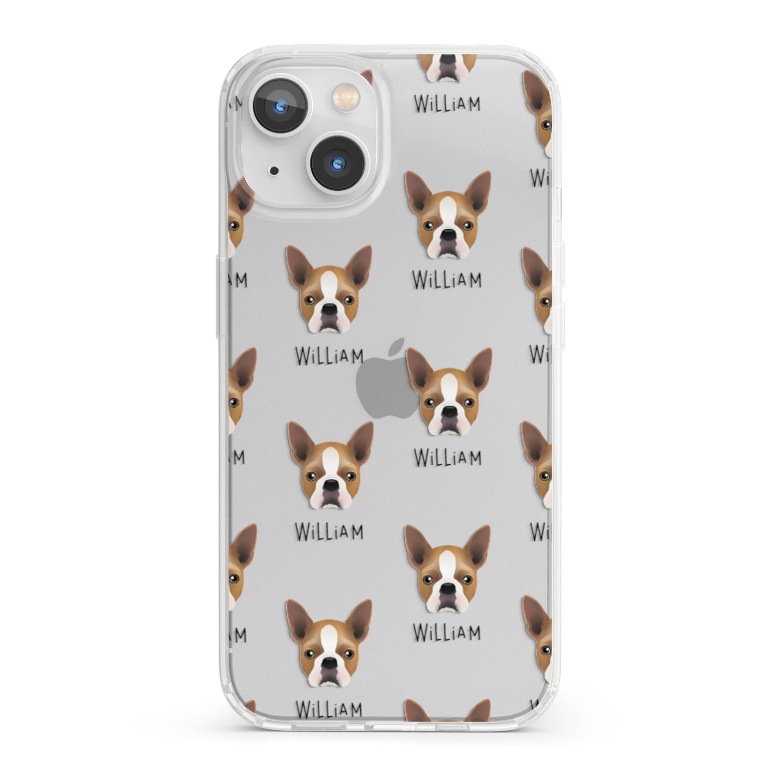 Boston Terrier Icon with Name iPhone 13 Clear Bumper Case