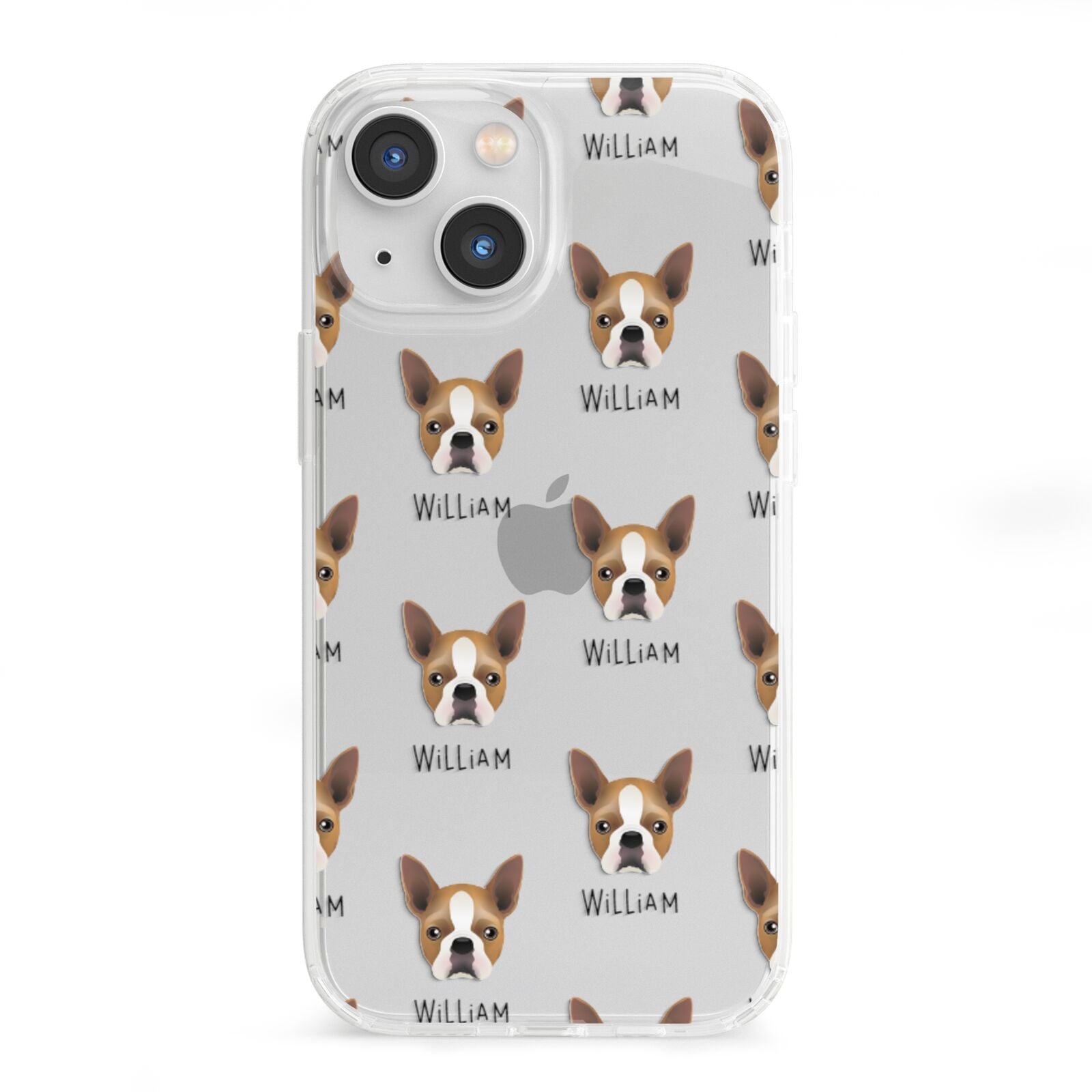 Boston Terrier Icon with Name iPhone 13 Mini Clear Bumper Case
