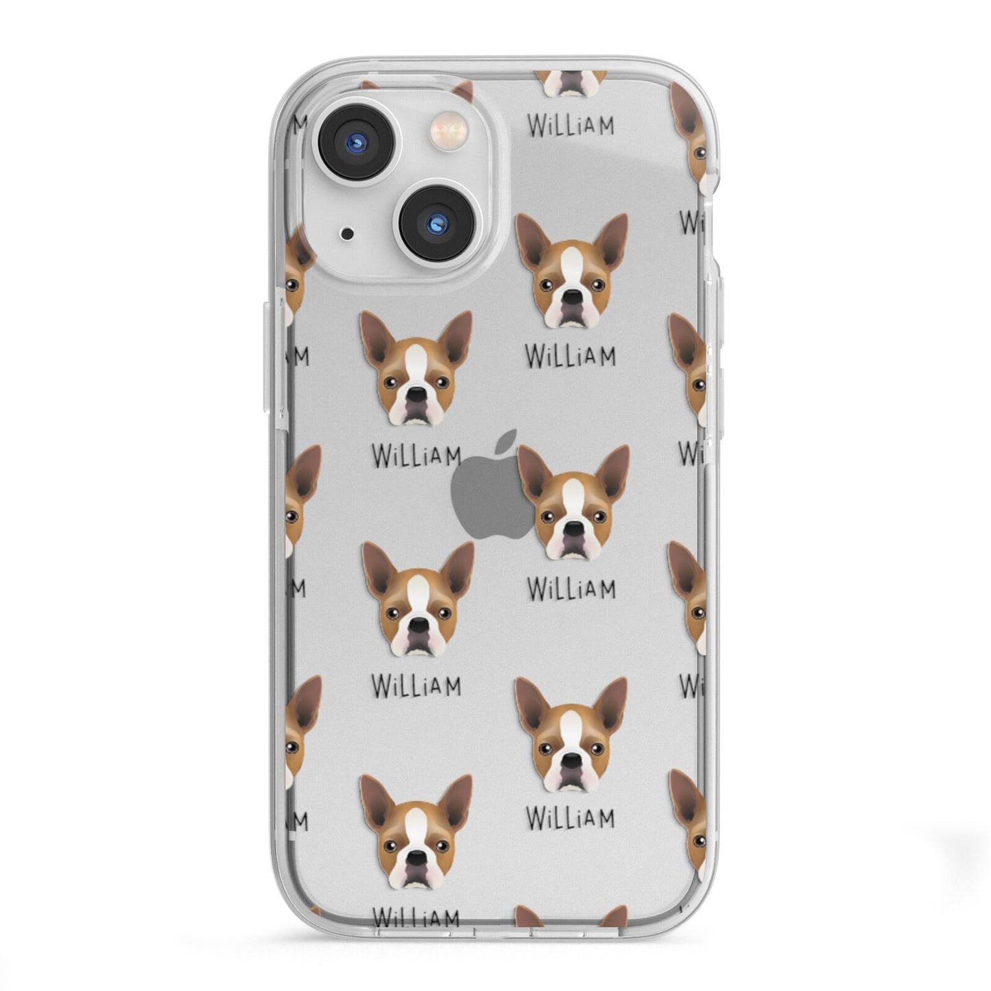 Boston Terrier Icon with Name iPhone 13 Mini TPU Impact Case with White Edges