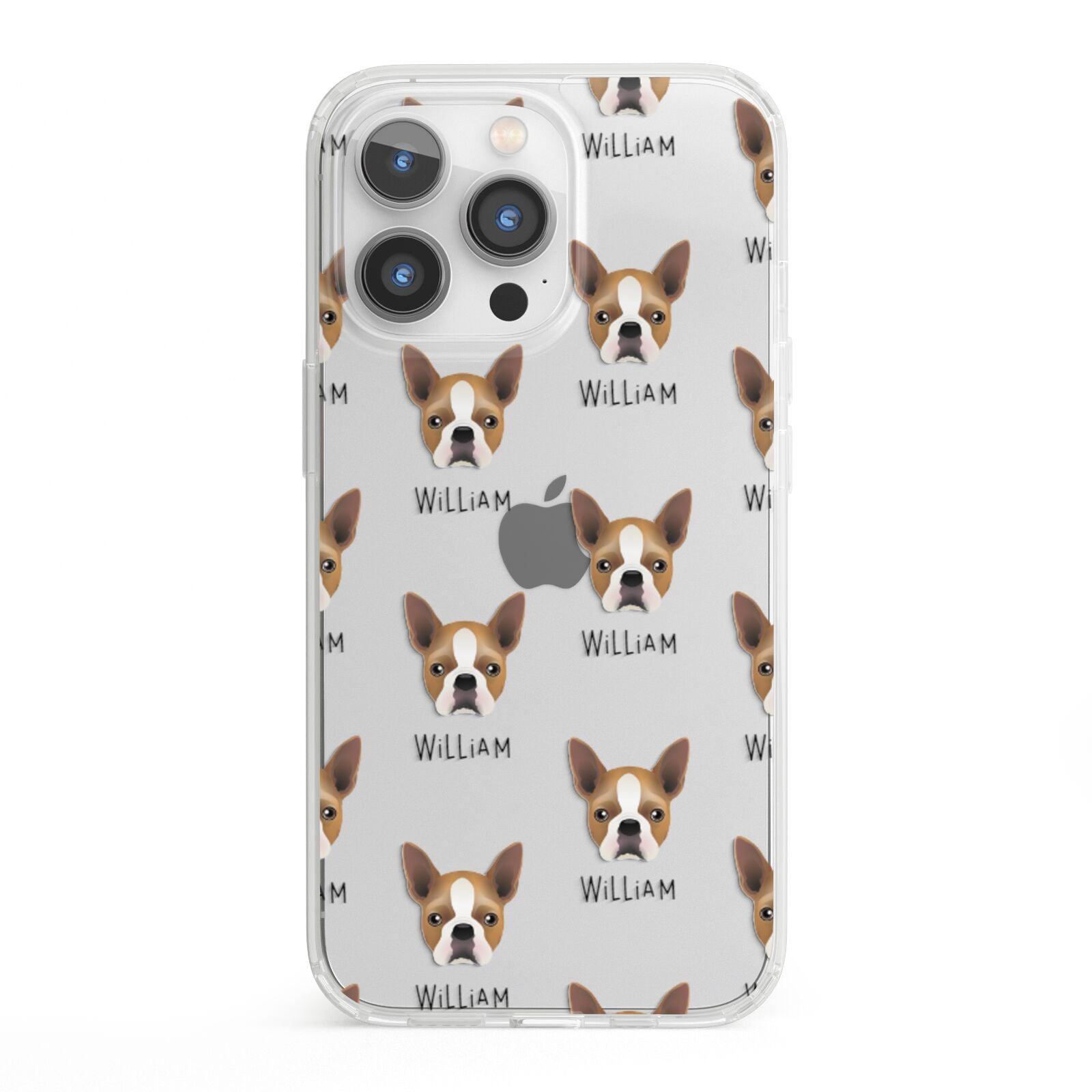 Boston Terrier Icon with Name iPhone 13 Pro Clear Bumper Case