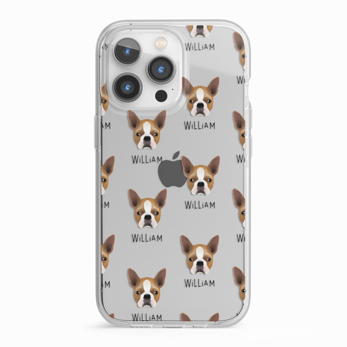 Boston Terrier Icon with Name iPhone 13 Pro TPU Impact Case with White Edges