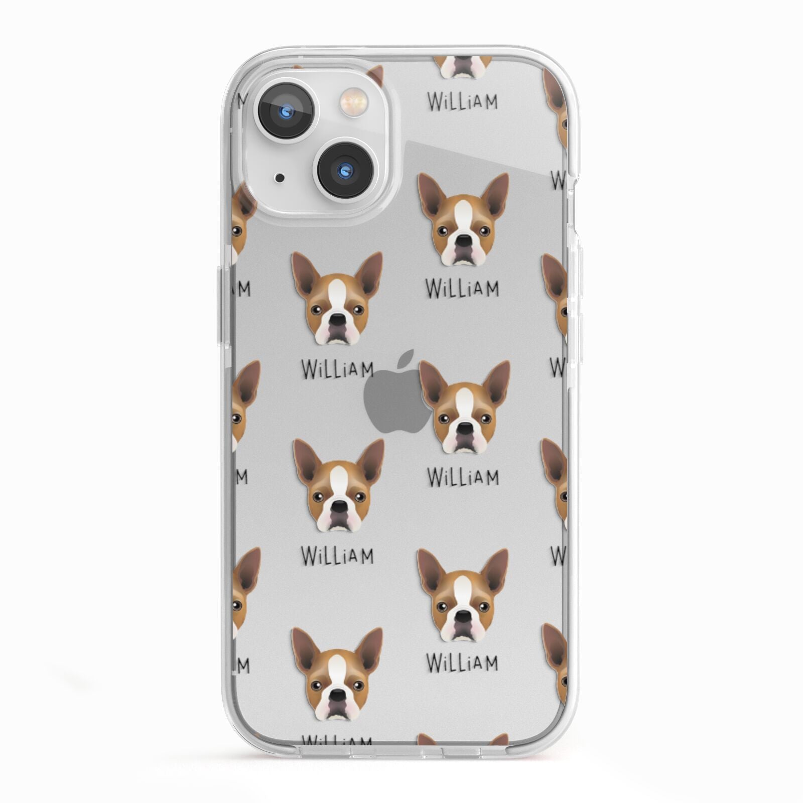 Boston Terrier Icon with Name iPhone 13 TPU Impact Case with White Edges