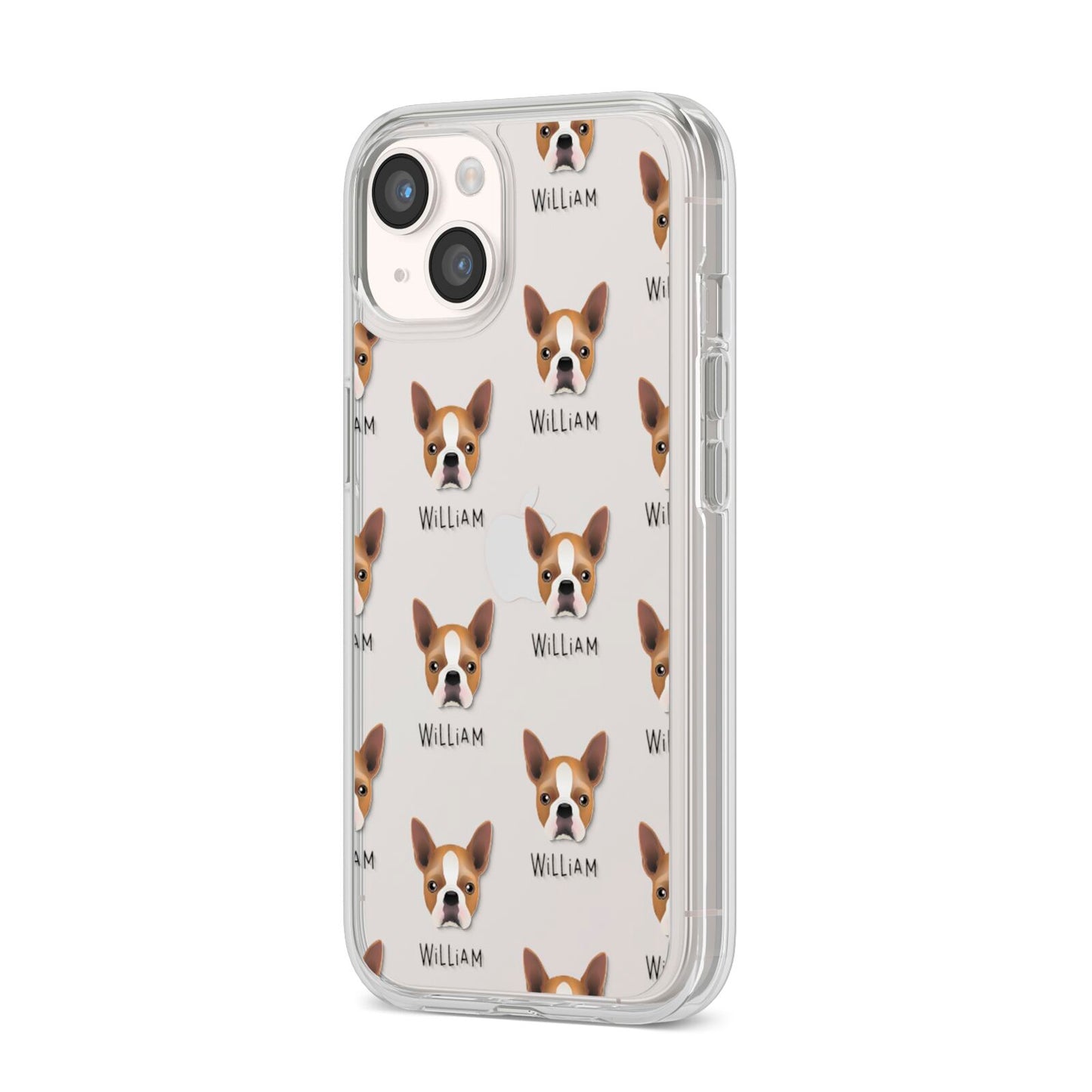 Boston Terrier Icon with Name iPhone 14 Clear Tough Case Starlight Angled Image