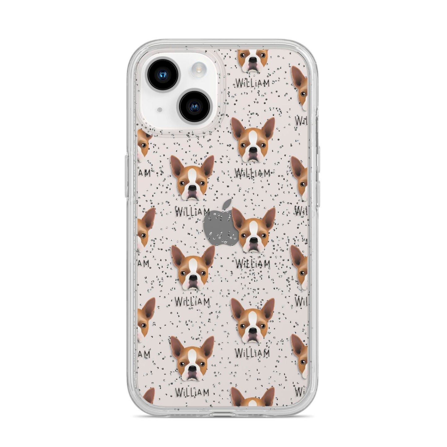 Boston Terrier Icon with Name iPhone 14 Glitter Tough Case Starlight
