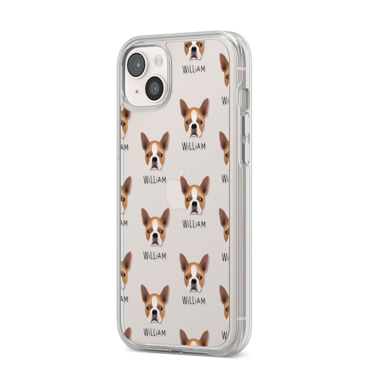 Boston Terrier Icon with Name iPhone 14 Plus Clear Tough Case Starlight Angled Image