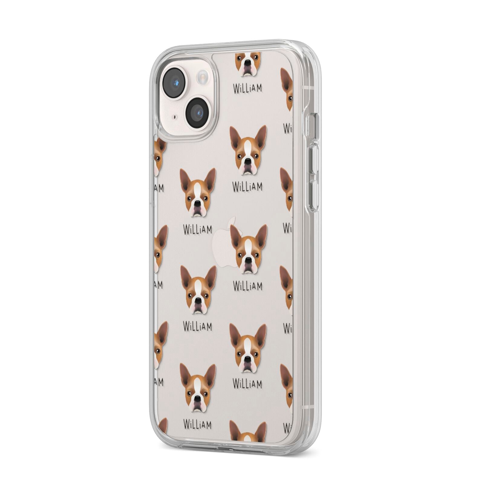 Boston Terrier Icon with Name iPhone 14 Plus Clear Tough Case Starlight Angled Image