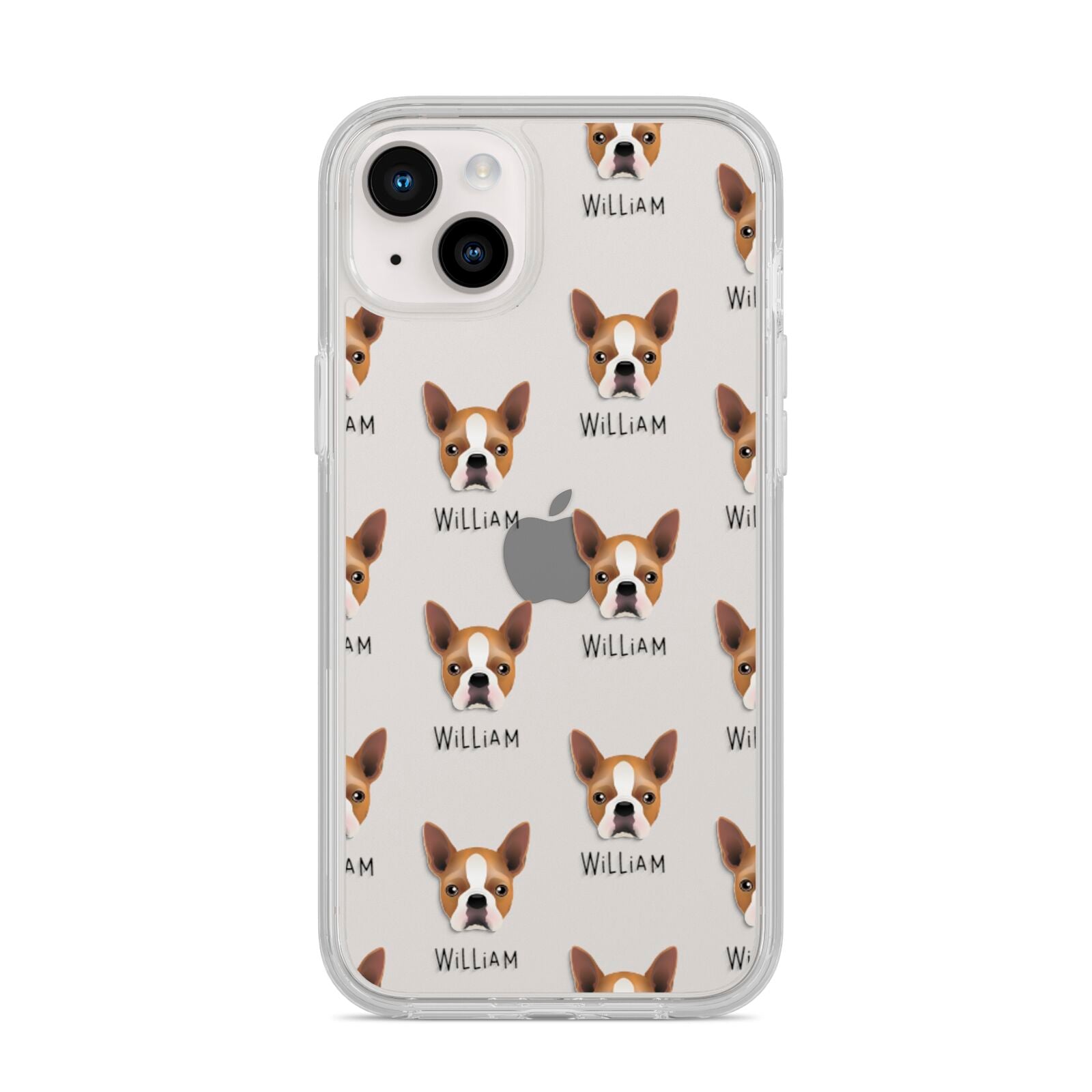 Boston Terrier Icon with Name iPhone 14 Plus Clear Tough Case Starlight