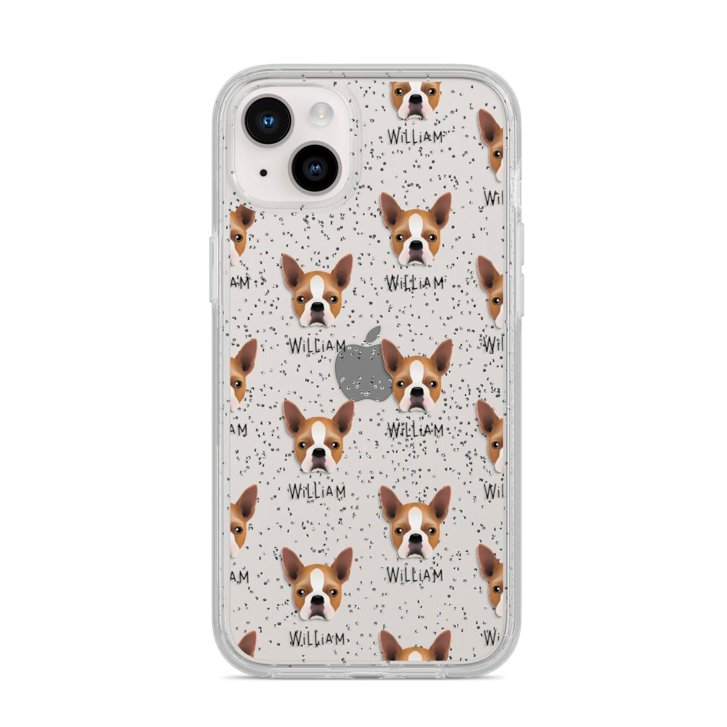 Boston Terrier Icon with Name iPhone 14 Plus Glitter Tough Case Starlight