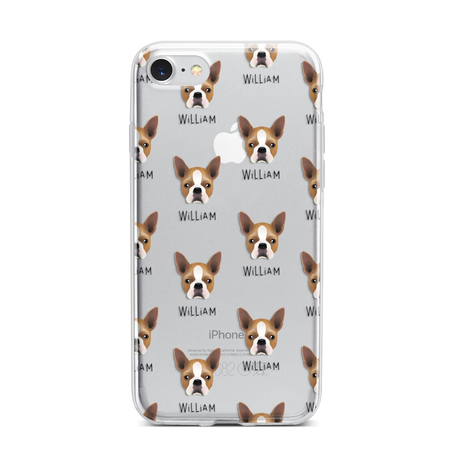Boston Terrier Icon with Name iPhone 7 Bumper Case on Silver iPhone