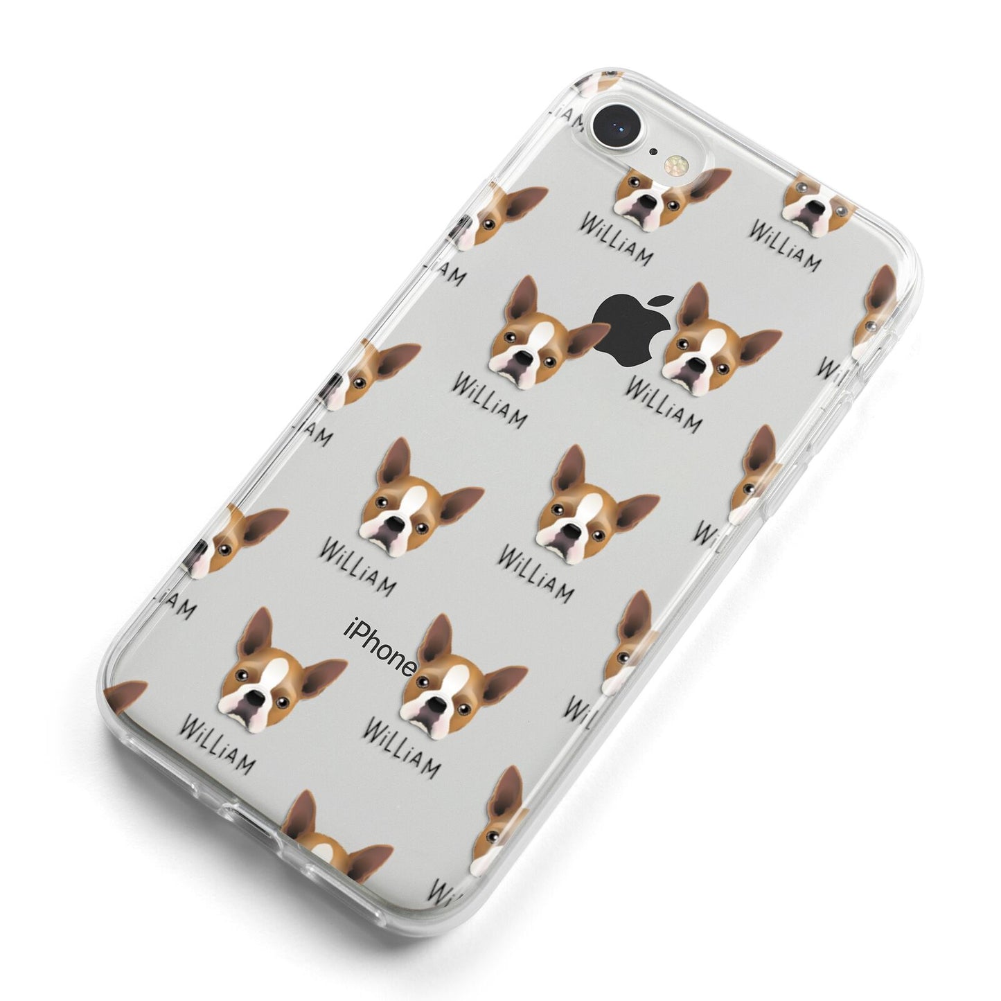 Boston Terrier Icon with Name iPhone 8 Bumper Case on Silver iPhone Alternative Image