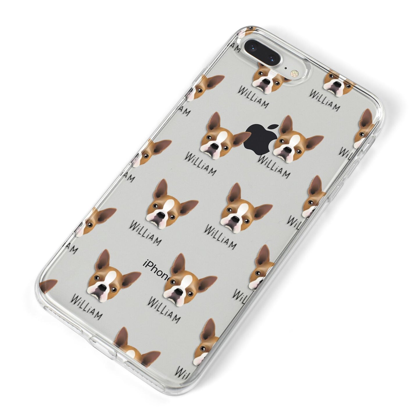 Boston Terrier Icon with Name iPhone 8 Plus Bumper Case on Silver iPhone Alternative Image