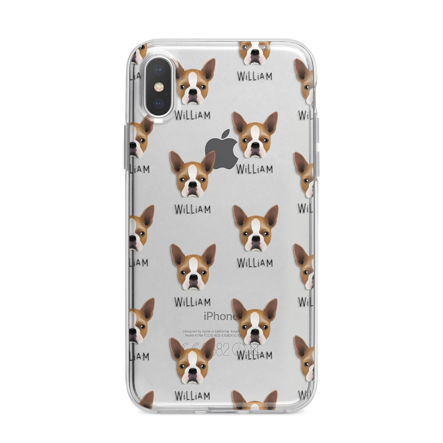 Boston Terrier Icon with Name iPhone X Bumper Case on Silver iPhone Alternative Image 1