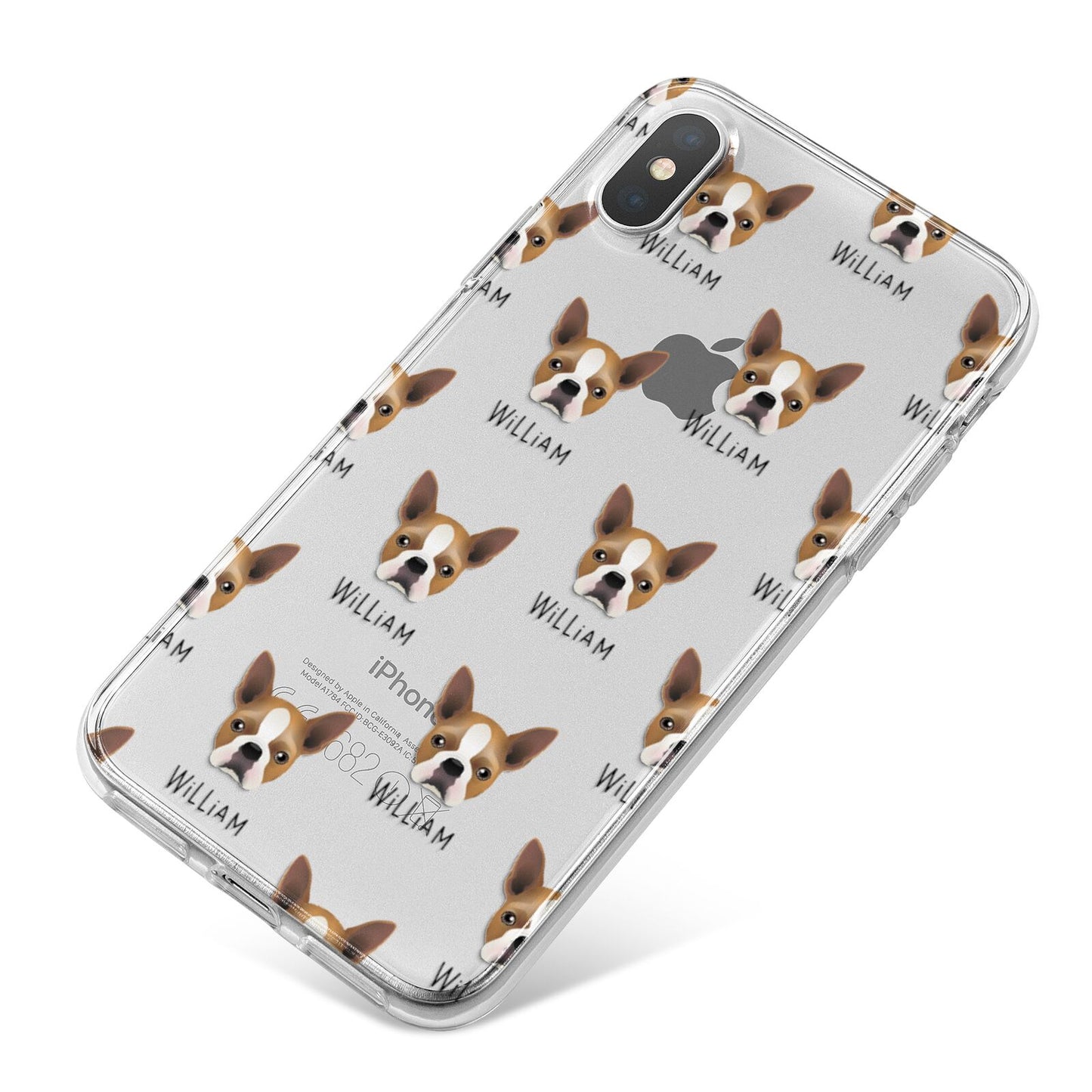Boston Terrier Icon with Name iPhone X Bumper Case on Silver iPhone