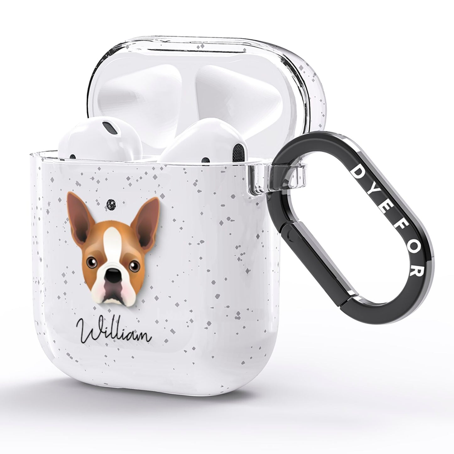 Boston Terrier Personalised AirPods Glitter Case Side Image