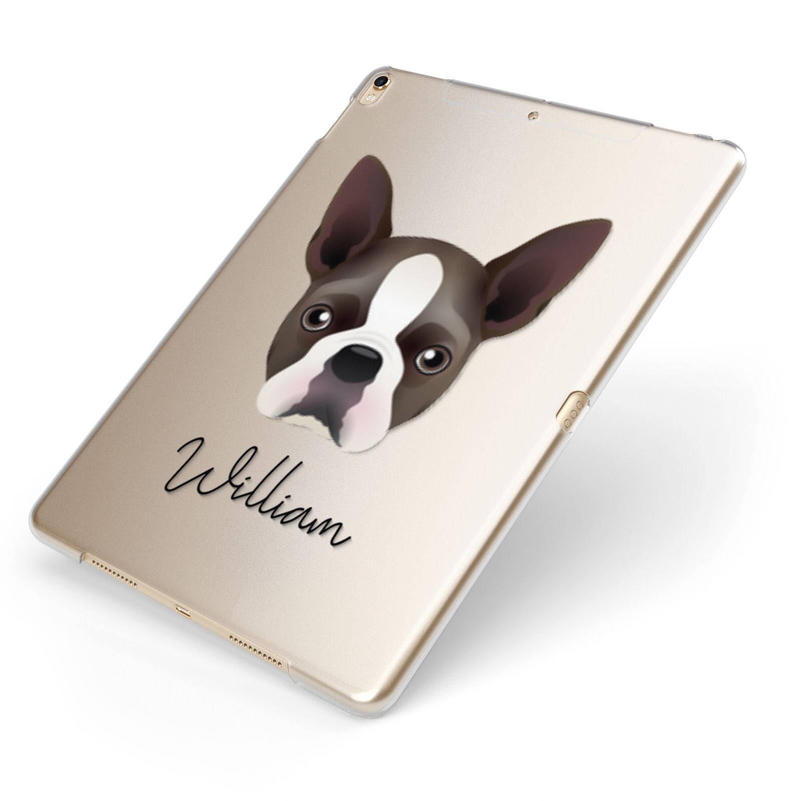 Boston Terrier Personalised Apple iPad Case on Gold iPad Side View