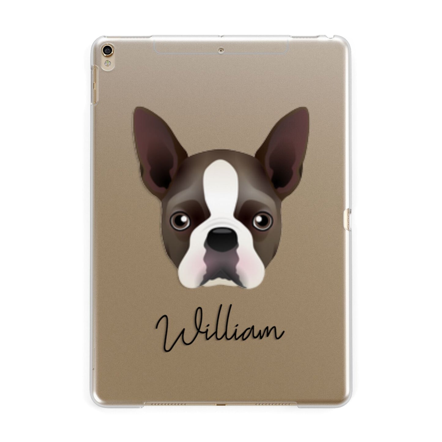 Boston Terrier Personalised Apple iPad Gold Case