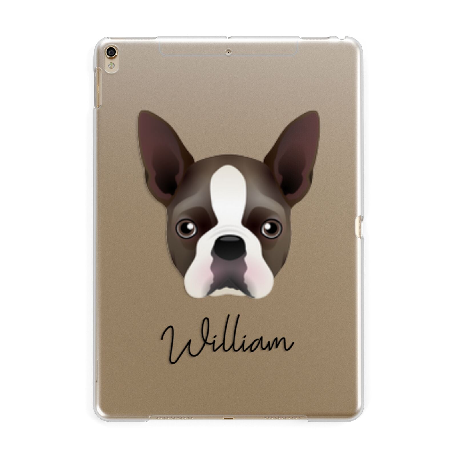 Boston Terrier Personalised Apple iPad Gold Case