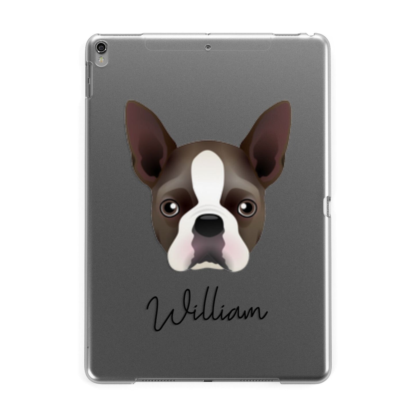 Boston Terrier Personalised Apple iPad Grey Case