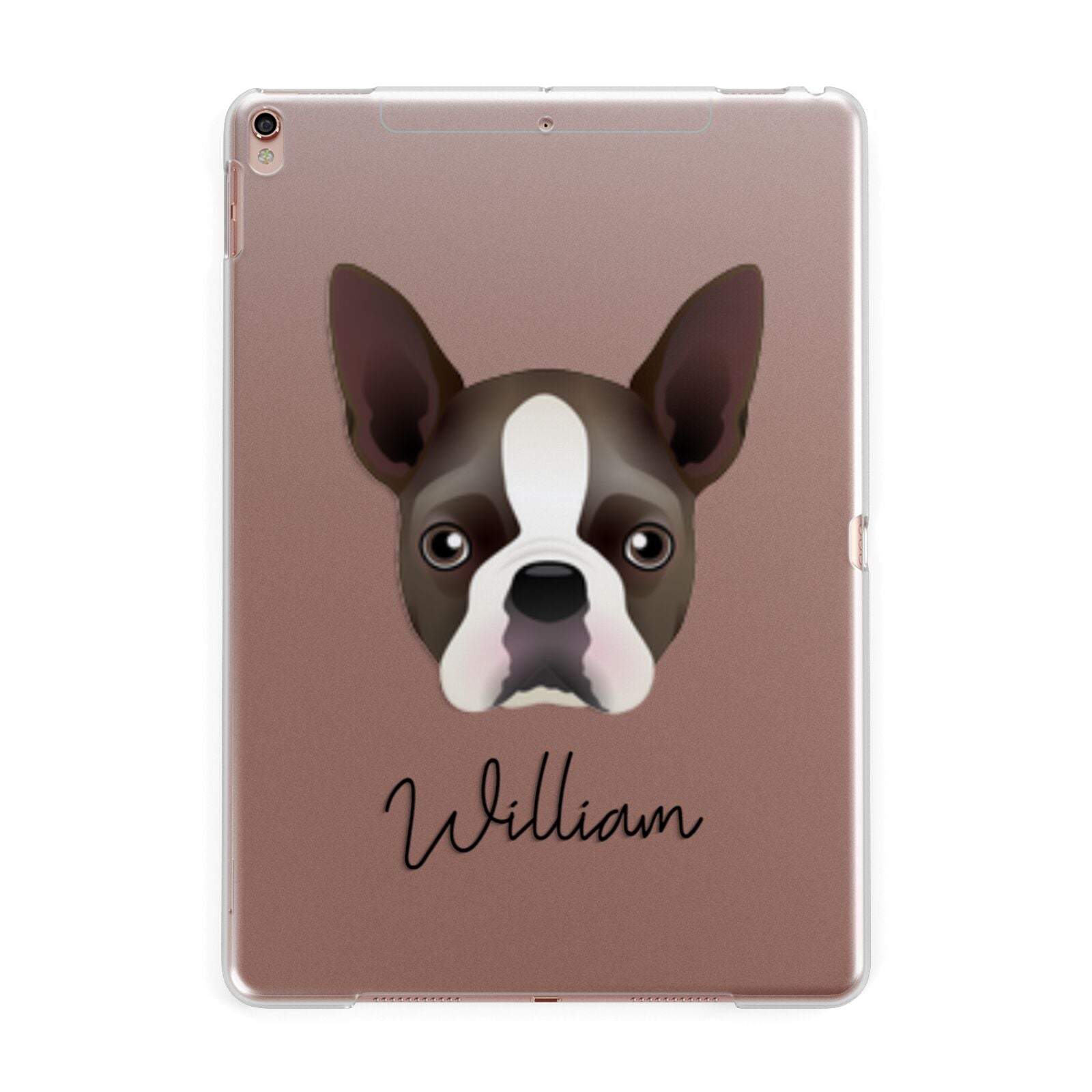 Boston Terrier Personalised Apple iPad Rose Gold Case
