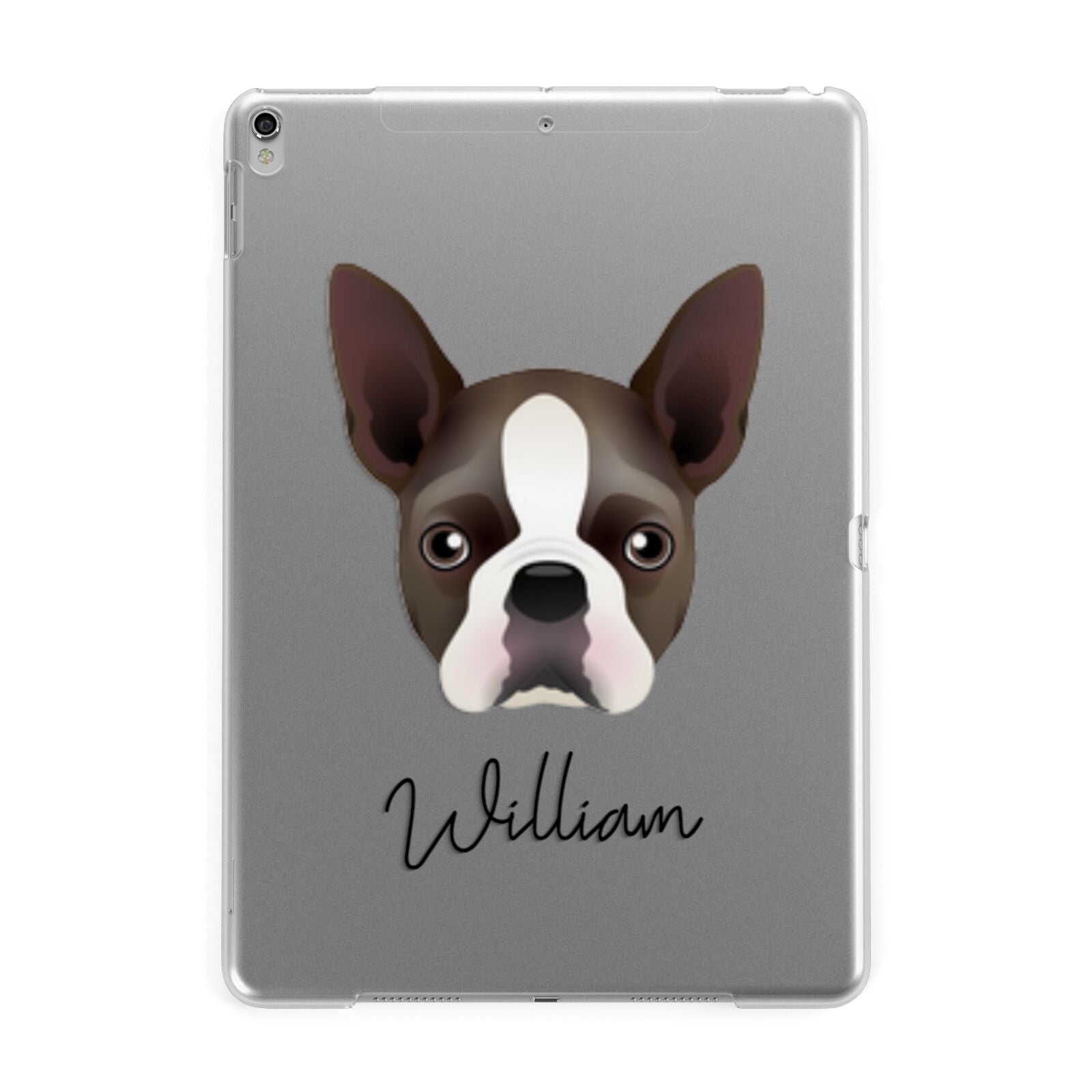 Boston Terrier Personalised Apple iPad Silver Case
