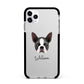 Boston Terrier Personalised Apple iPhone 11 Pro Max in Silver with Black Impact Case