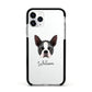 Boston Terrier Personalised Apple iPhone 11 Pro in Silver with Black Impact Case