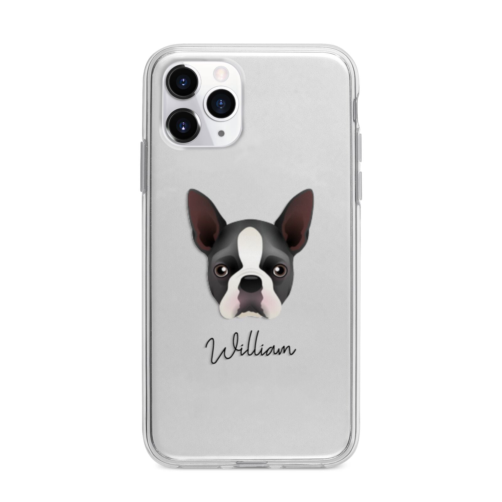 Boston Terrier Personalised Apple iPhone 11 Pro in Silver with Bumper Case