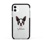 Boston Terrier Personalised Apple iPhone 11 in White with Black Impact Case