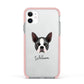 Boston Terrier Personalised Apple iPhone 11 in White with Pink Impact Case