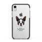 Boston Terrier Personalised Apple iPhone XR Impact Case Black Edge on Silver Phone