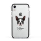 Boston Terrier Personalised Apple iPhone XR Impact Case Black Edge on Silver Phone