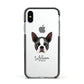 Boston Terrier Personalised Apple iPhone Xs Impact Case Black Edge on Silver Phone