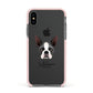 Boston Terrier Personalised Apple iPhone Xs Impact Case Pink Edge on Black Phone