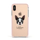 Boston Terrier Personalised Apple iPhone Xs Impact Case Pink Edge on Gold Phone